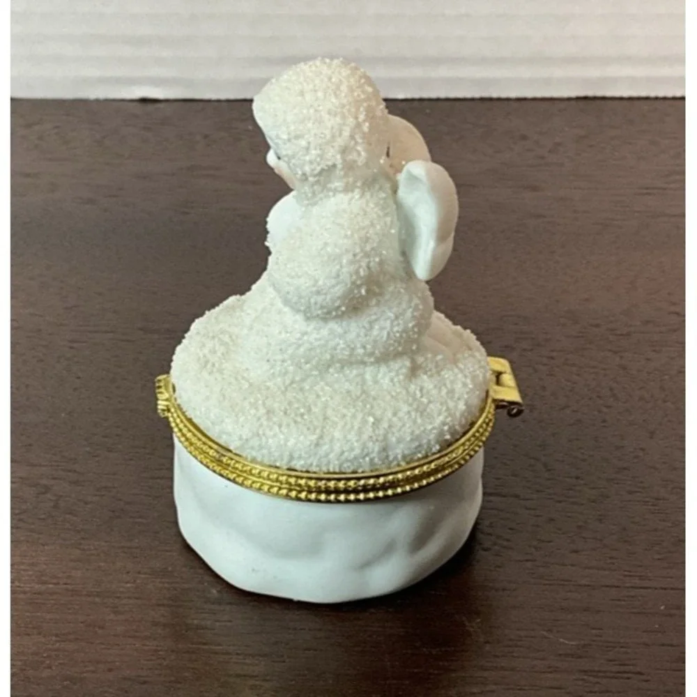 Dept 56 Snowbabies Hinged Trinket Box Praying Angel Snow Baby 3.5
